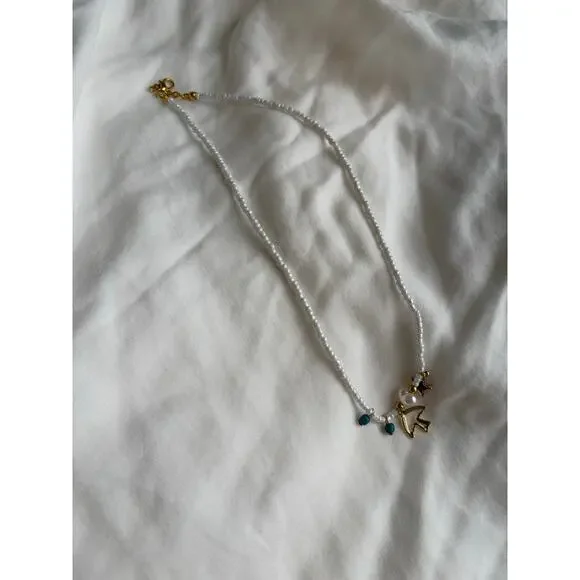 Beaded Necklace Gold Star Tree Charm Fairycore Cottagecore Aesthetic Jewelry - Picture 2 of 4